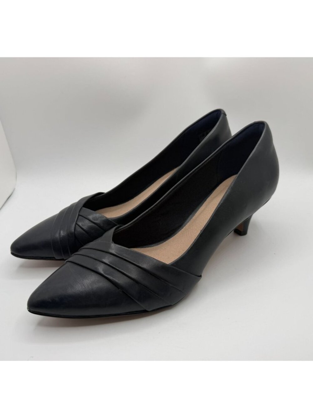Clark Linvale Grand Pump Women Size 10M Navy Blue Leather Comfort Career
